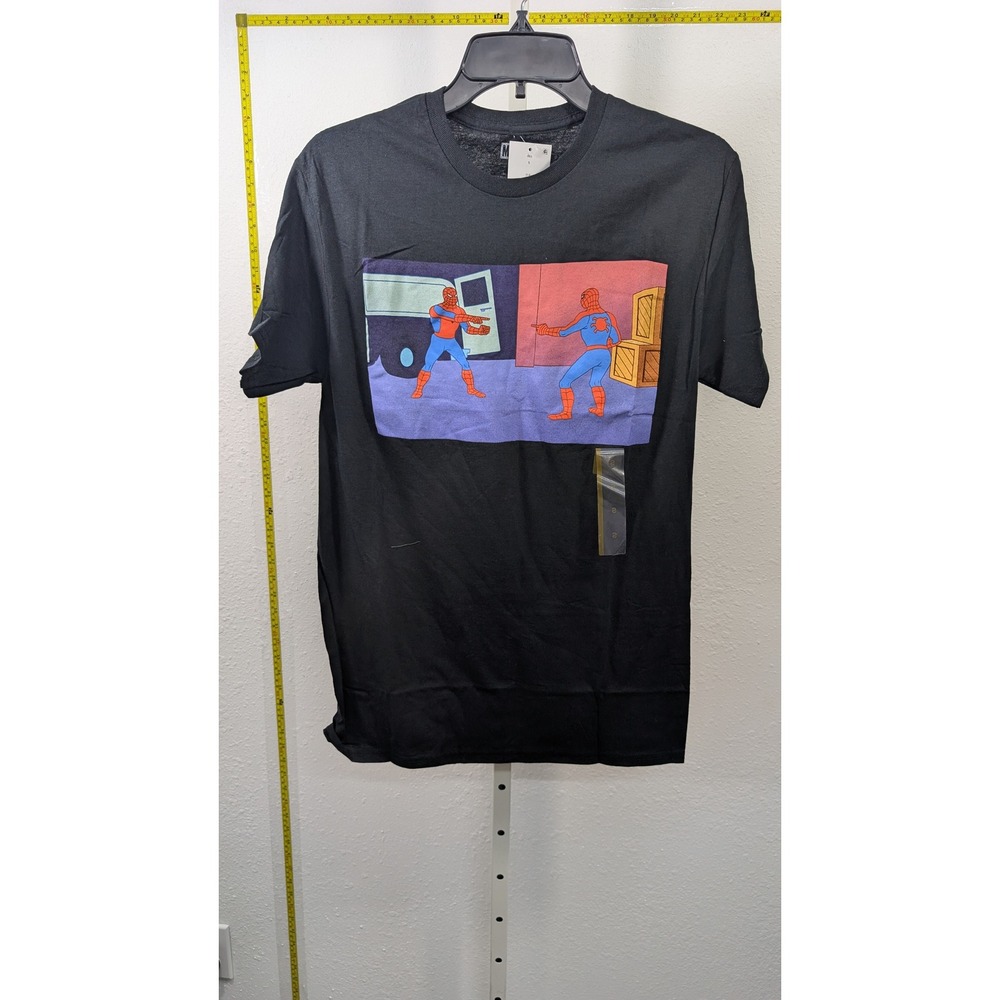 Marvel Spider-Man Pointing Meme Graphic T-Shirt Black Mens Small MVFC94BMSC NWT